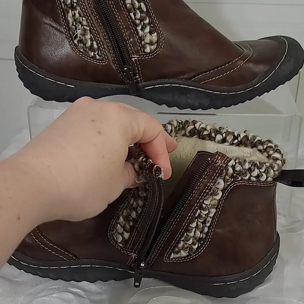 JSPORT by Jambu Darcie Boot WMS 9.5M  Brown Fall & Winter Faux Fur